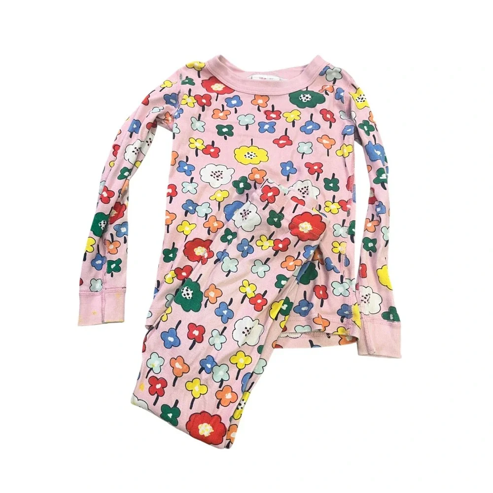 Hanna Andersson Girls Size 5‎ 110cm Organic Cotton Floral Pajama Set Pink Flower